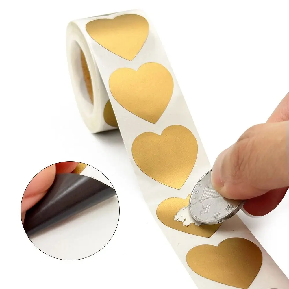 300pcs/Roll 2.5cm Scratch Off Stickers Round/Square/Heart/Rectangle Waterproof Scratch Labels Stickers Self-adhesive