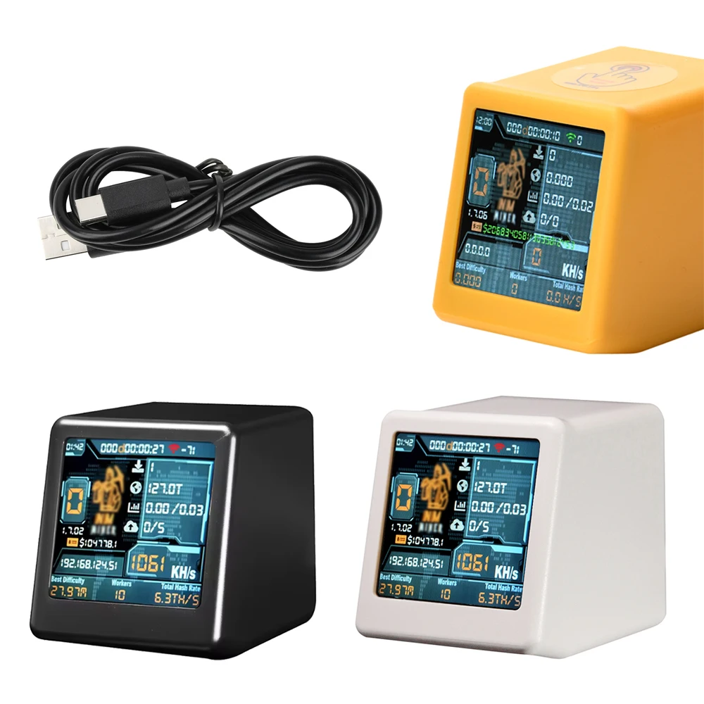 

Тип C ESP32-DROOM Настольные часы Wi-Fi BLE Макетная плата для расчета хэш-памяти 1060 кГц/с ESP32 1,54-дюймовый экран дисплея