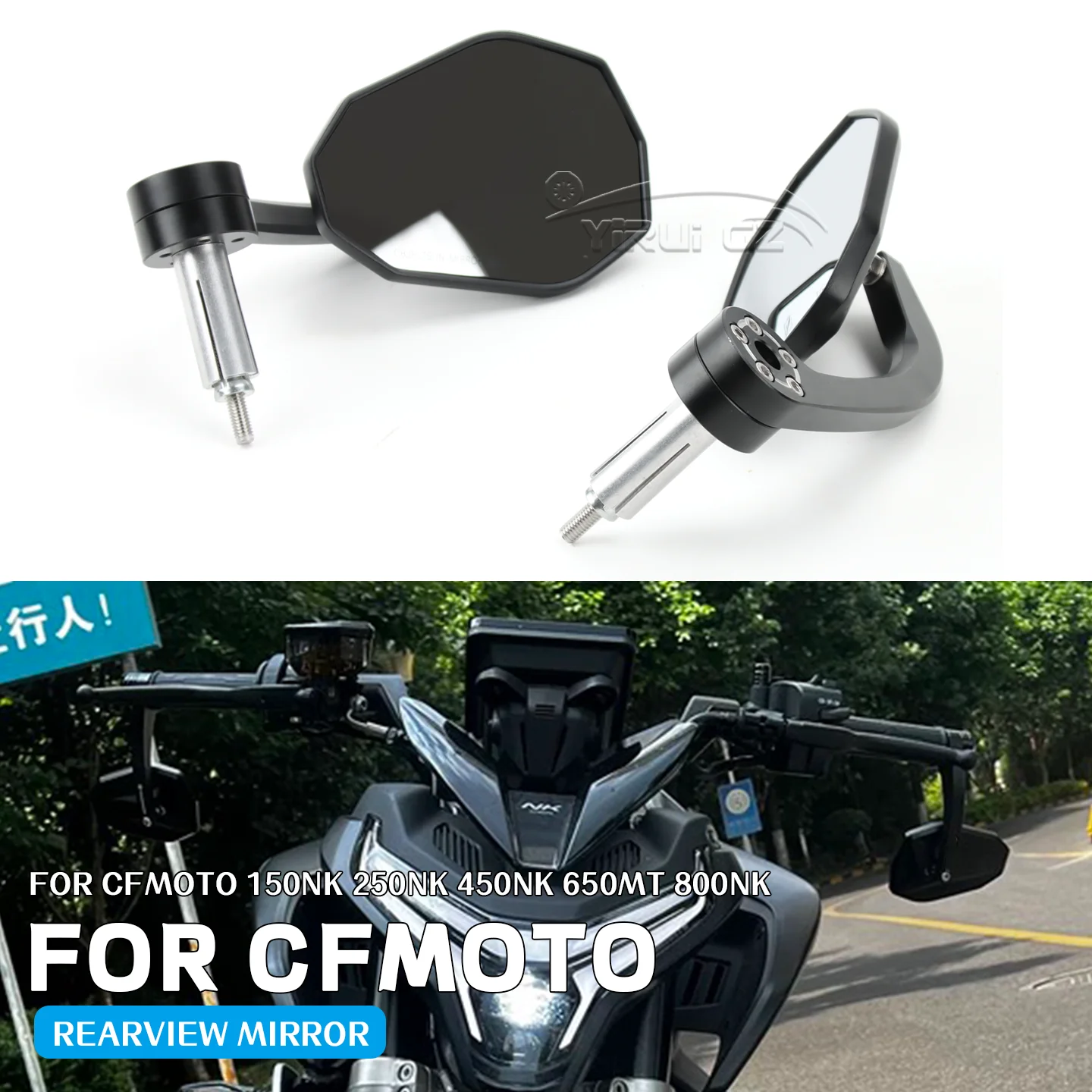 Motorcycle Bar End Mirror For CFMOTO 150NK 250NK 450NK 800 NK 650MT Handlebar End Side Rearview Mirrors Wide Vision 150 250 450