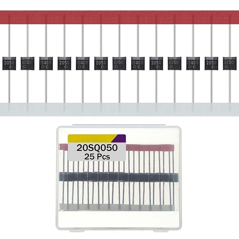 

20SQ050 Schottky Diode Rectifier 20A 50V R-6 Axial Diodes Rectifier Diode 20A 50Volt Rectifier Diodes for Solar Panel Pack of 25