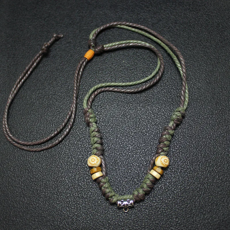 Men's Bold Handwoven Pendant Chain Necklace, Adjustable