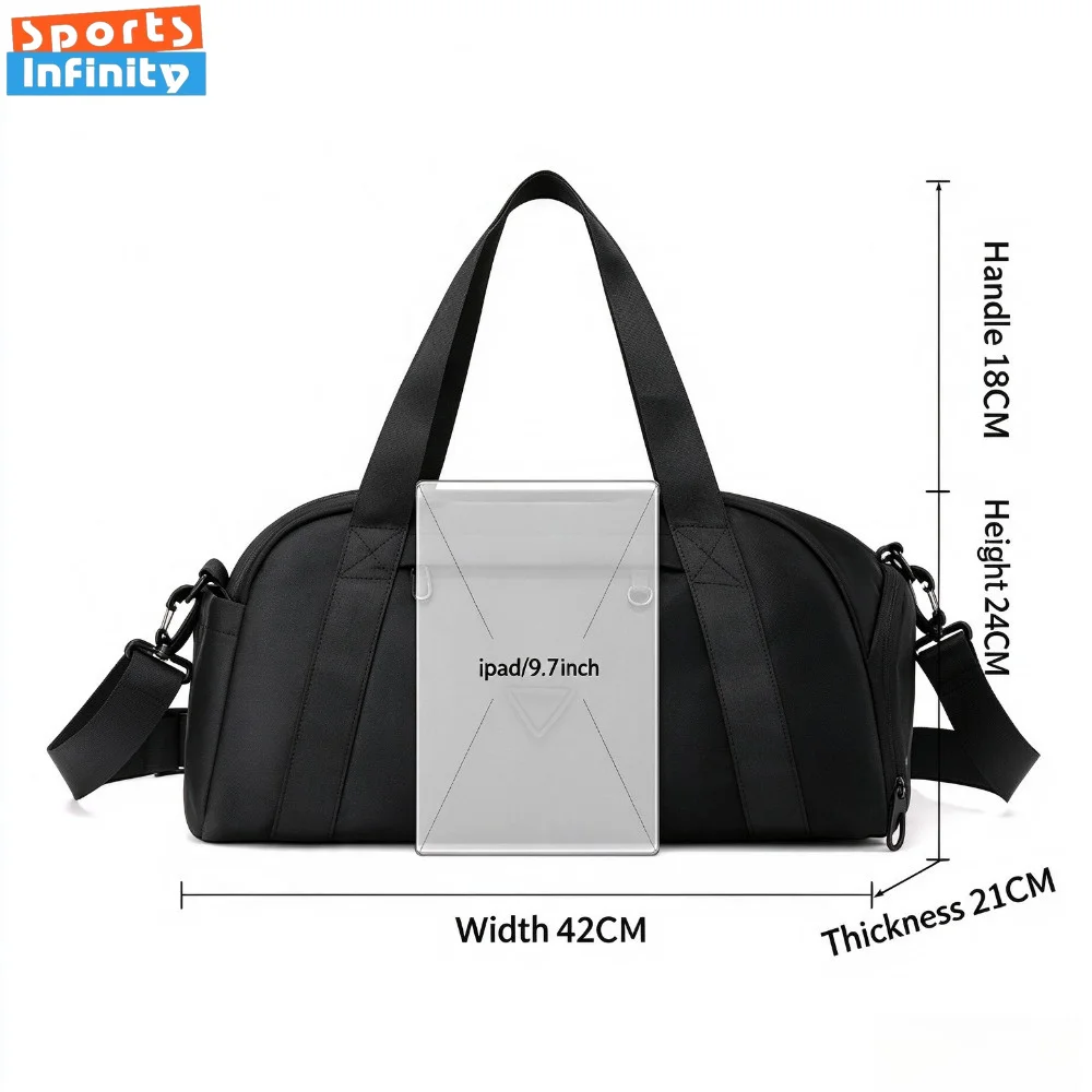 Nylon Yoga Bag Unisex 20-35L Crossbody Shoulder Bag Solid Gym Bag For Short Trip & Business Travel
