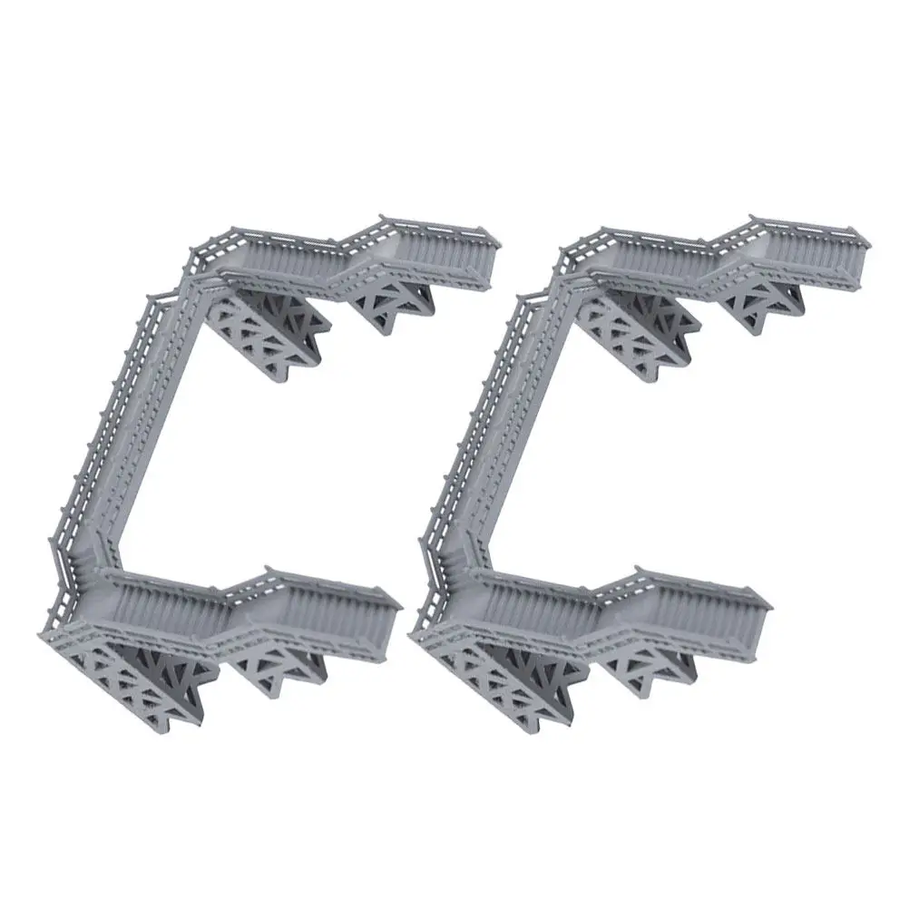 2Pcs DIY Mini Footbridge 1:87 Scale Plastic Bridge Building Kit for Railway Scenery Sand Table Home Office Decor Train Layout