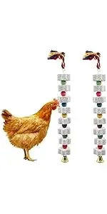 2 Pack Chicken Chewing Toy with Bells Beak Grinding Stone for Parrot Budgies Hamster Rabbit