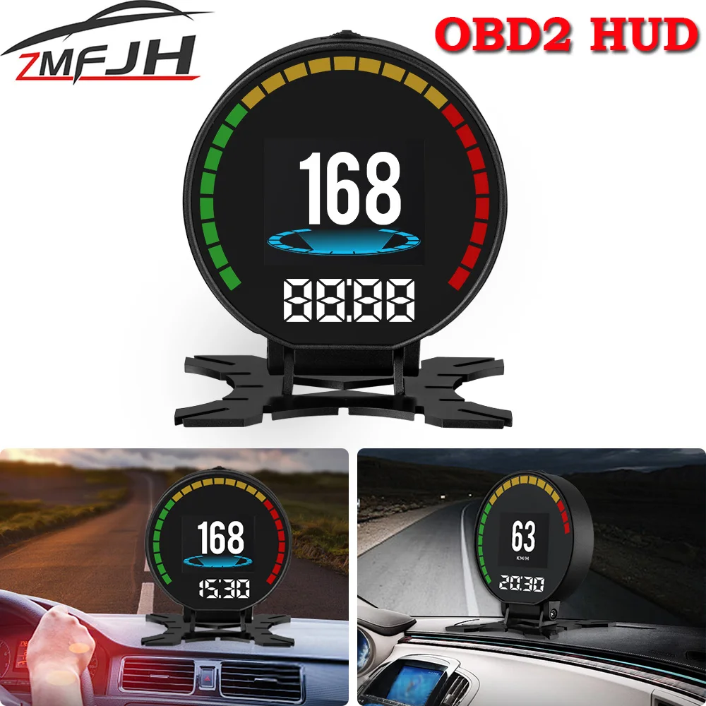 자동차 OBD 헤드업 디스플레이, 스마트 디지털 속도계, 수온 게이지, 과속 경고, 터보 부스트 압력, 계량기 속도 계량기, P15