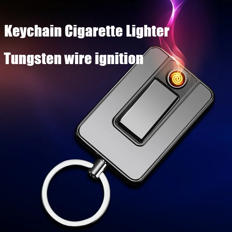 

New Windproof Silent Ignition Fast Charging Lighter Smoke Keychain Plus Thick Tungsten Cigarettes Lighters & Smoking Accessories