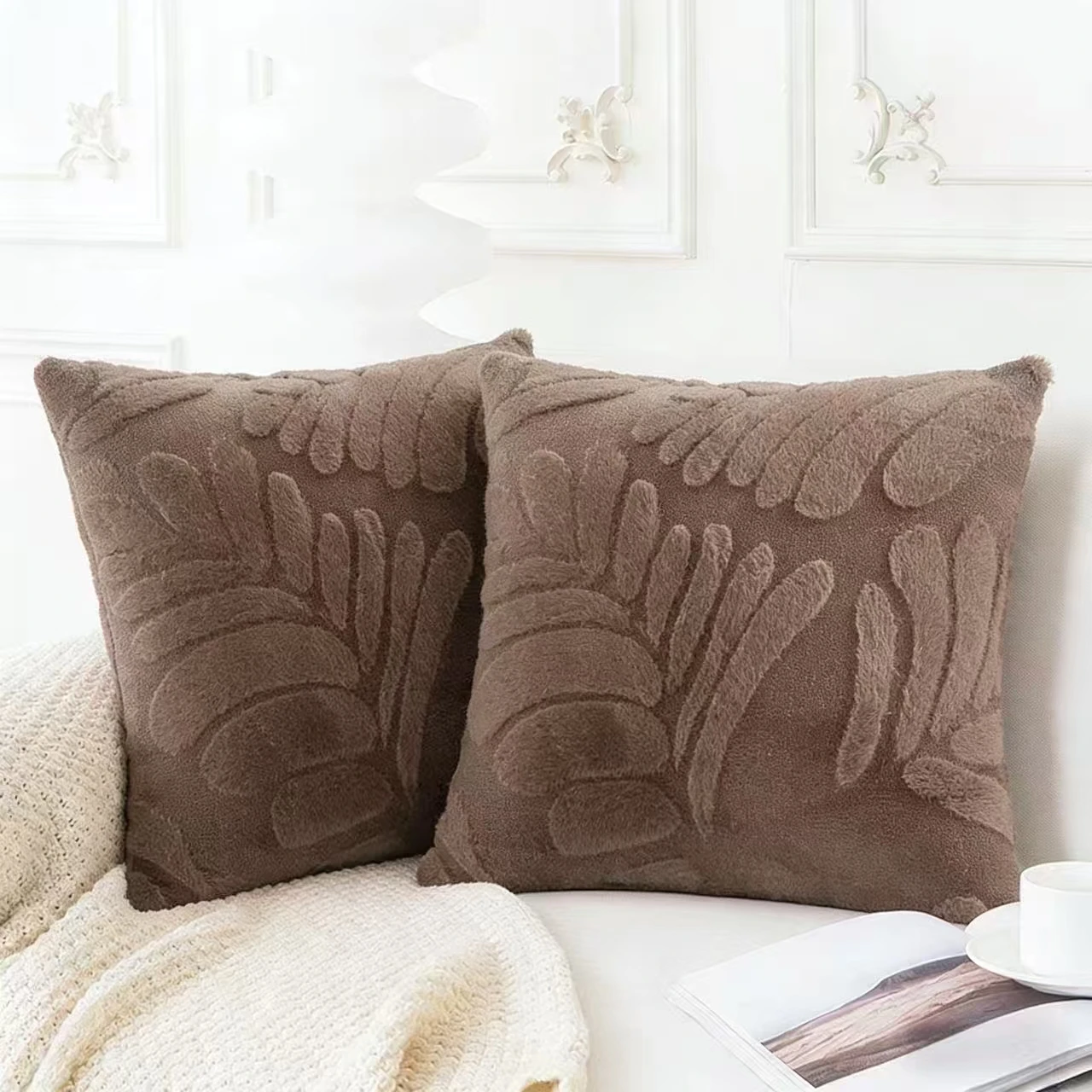 2pc Comfortable and Soft Plush Decorative Throw Pillow Covers. Suitable for Various Occasions Such as Home Decoration