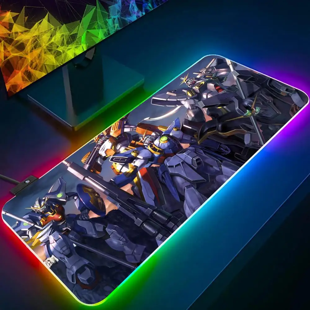 Game Anime M-Mobile S-Suit G-Gundam MousePad RGB Glow Personality Picture Custom PC TableMat Carpet Mat GamePlayer Dedicated LED