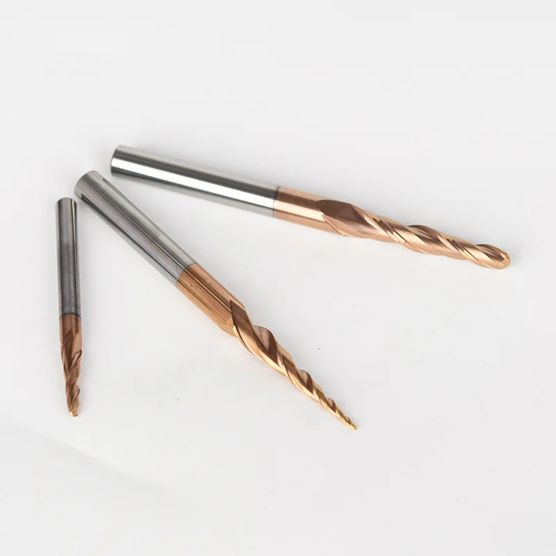 UCHEER 1pc 8/10/12mm conico tungsteno solido carburo rivestito cono cnc fresa lavorazione del legno incisione bit Ball Nose End Mill