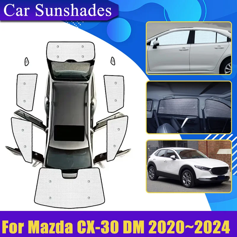 Car Full Coverage Sunshades For Mazda CX-30 DM 2020-2024 Sun Shade Anti-UV Privacy Blocks Cars Heat insulation Car Accessories