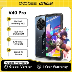 Estreia mundial doogee v40 pro 5g telefone robusto 6.78 