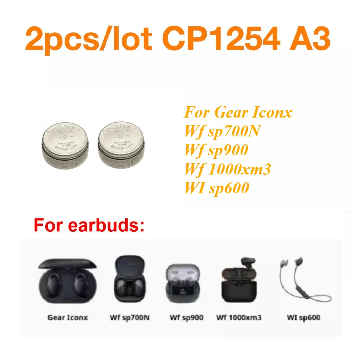 

2pcs CP1254 A3 3.7V Capacitor for Gear Iconx Wf Sp700N Wf Sp900 Wf 1000xm3 WI Sp600