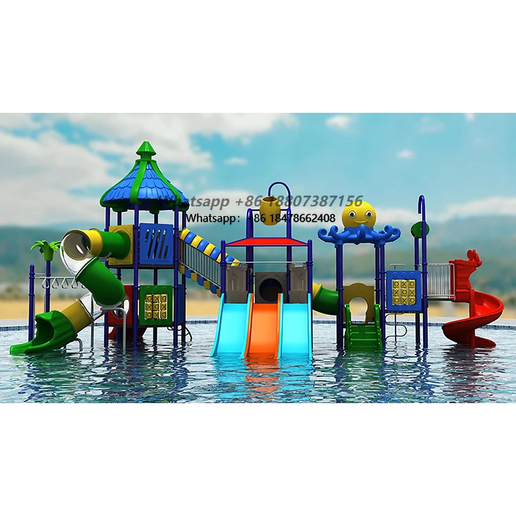 Fun Fiberglass Water Slide Complex for Kids Joyful Splash Play and Motor Skills Enhancement in Summer