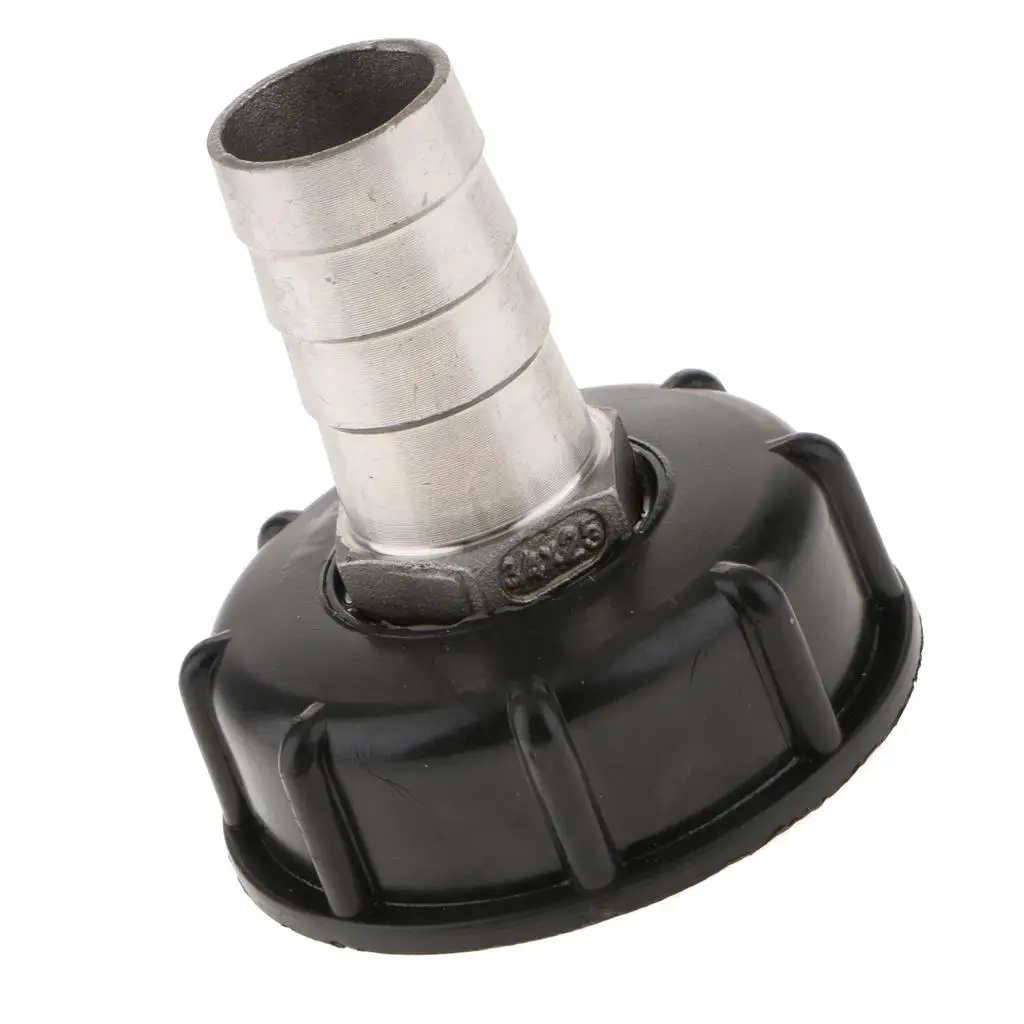 Durable Garden Hose Adapter Fittings Black 25mm Water Tank Converter for IBC Barrel Butterfly Valve DN60