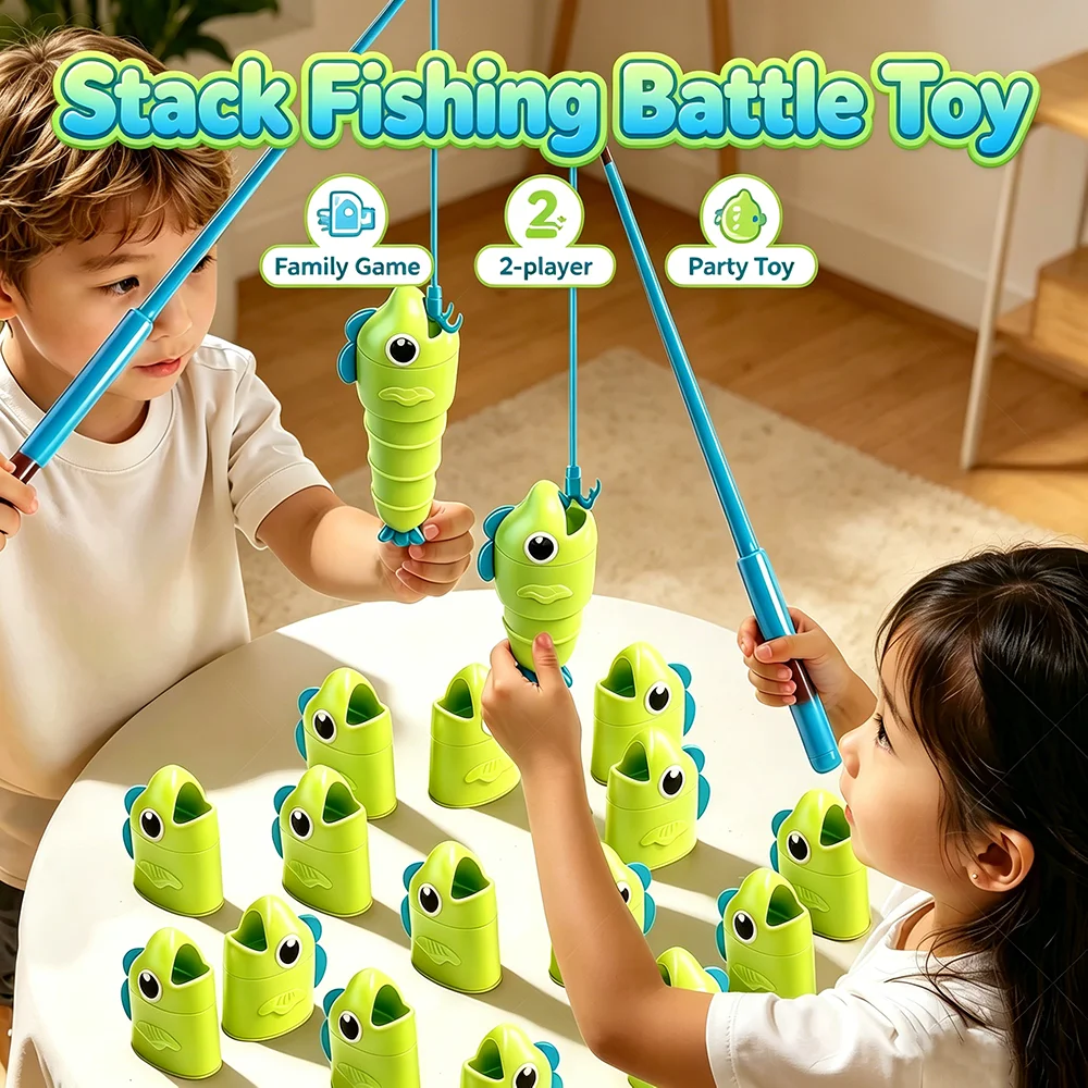New Trend Stackable Fish Fishing Toy  Extendable Fishing Battle Game 2 Player Match Interactive Party Game Entertainment Toy