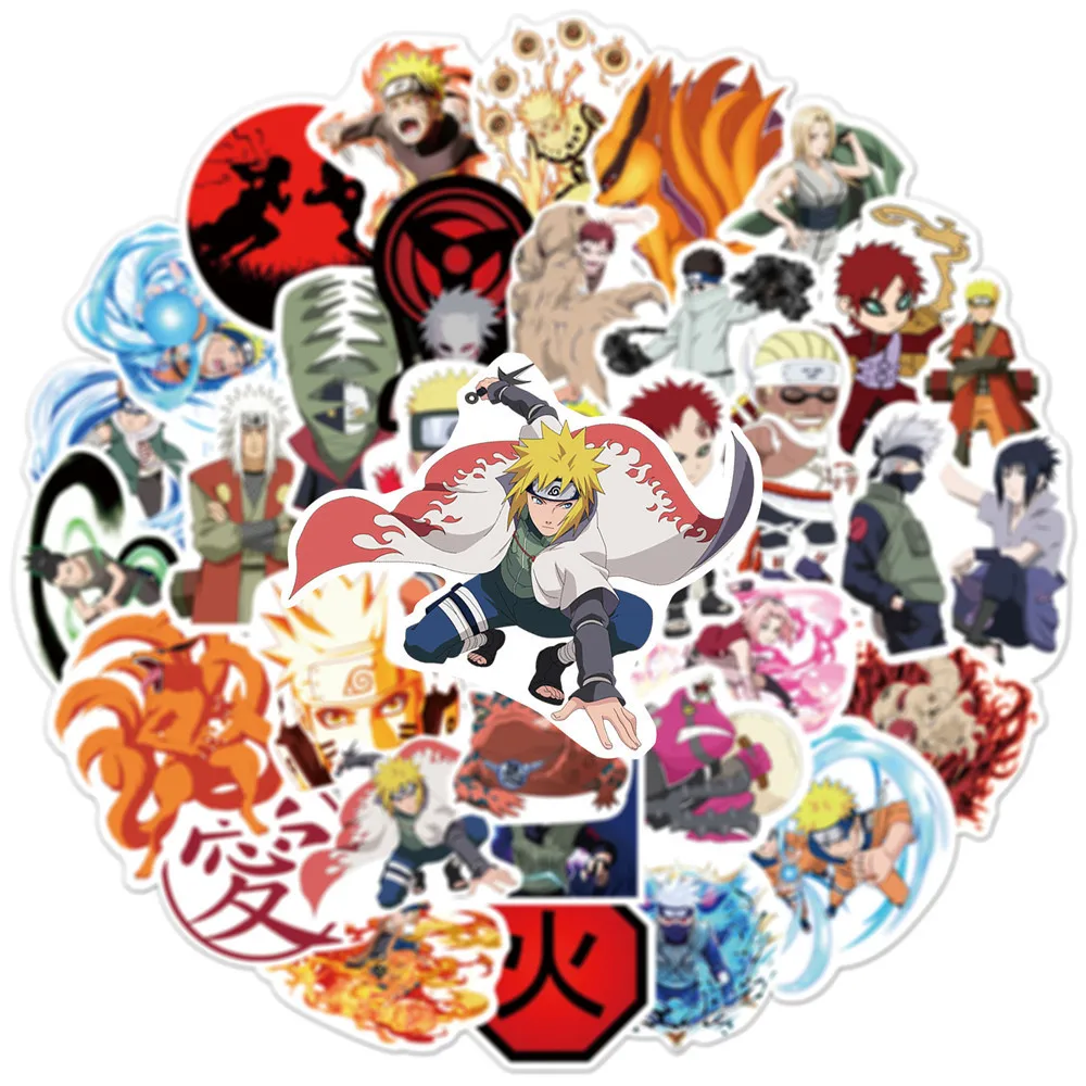 50PCS/100PCS Naruto Anime Cartoon Sticker Phone Case Laptop Ledger Suitcase DIY Decorative Waterproof Stickers Kid Toy Gift