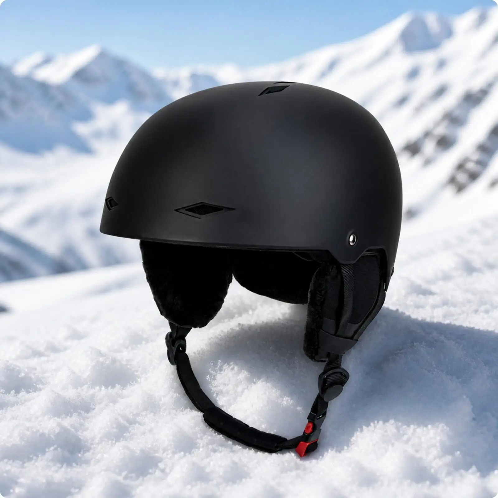 Adjustable Chin Strap Skiing Helmet with Padded Ears for Snowboarding and Outdoor Winter Sports
