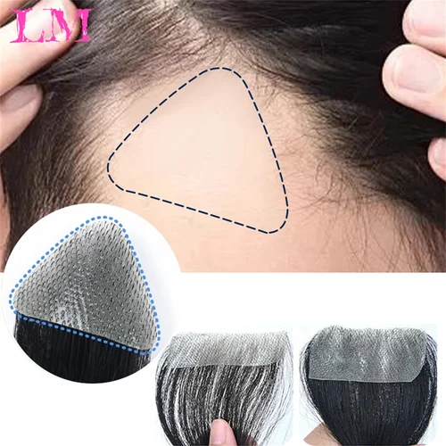 Imagen 1 del producto LM-Peluca de cabello para la frente, piezas de cabello humano invisibles de piel fina, línea de cabello Frontal de PU para hombres y mujeres, peluquín de punto calvo
