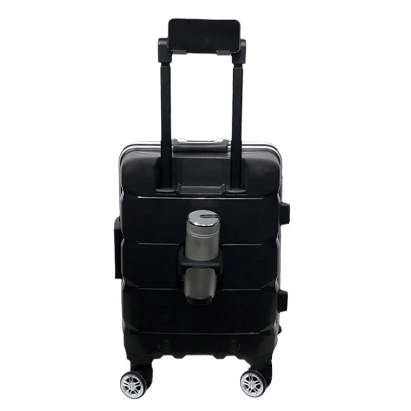 20 Inches Hard Shell PP High Quality Carry on Business Multifunctional USB Charger Luggage Set with Cup Phone Holder