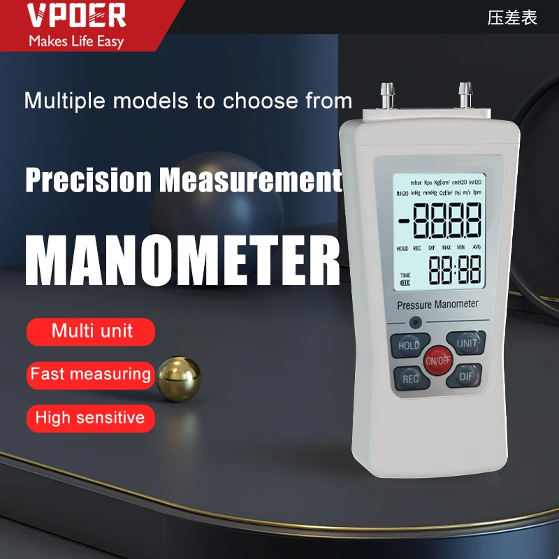 

Digital Manometer Digital Manometer Air Pressure Gauge Professional Adjustable Temperature Tool Pipes Pressure Measuring Device