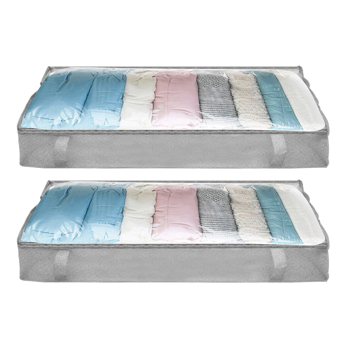 Foldable Under Bed Bags Large Under Bed Storage Boxes Thick Breathable Underbed Clothes Storage Bags Zippered Organizer