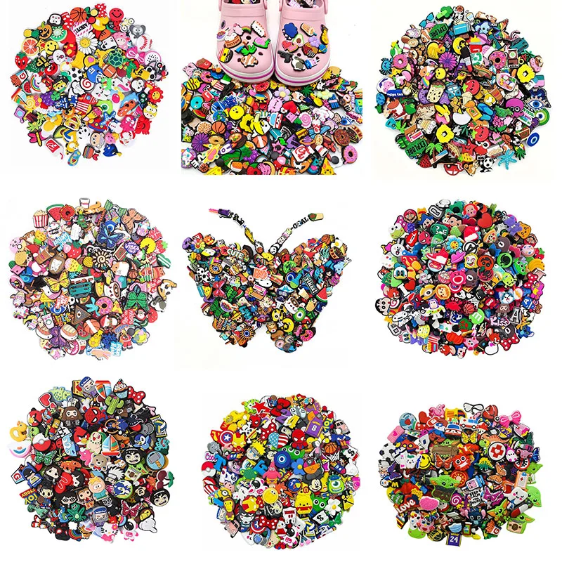 NIMISO 30-200pcs Mixed random Disney Sanrio Shoe Charm for Clog Sandal Shoe Decoration PVC Accessorie Shoe Buckle For Kids Gift