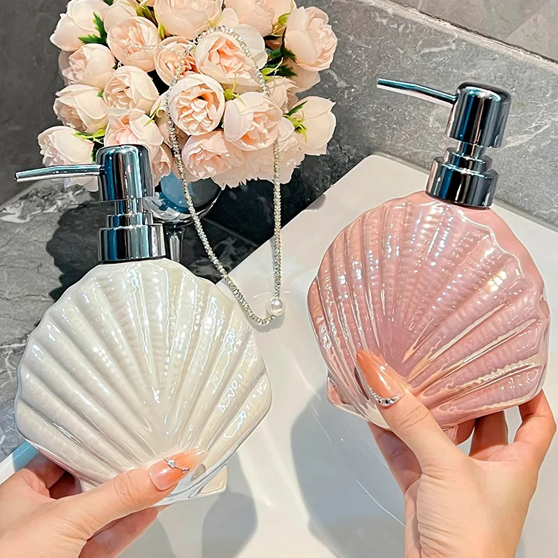 

Creative Ceramic sea shell Lotion Bottle Bathroom Accessories Shampoo Moisture Bottling Household Sanitizer Press Soap Dispenser