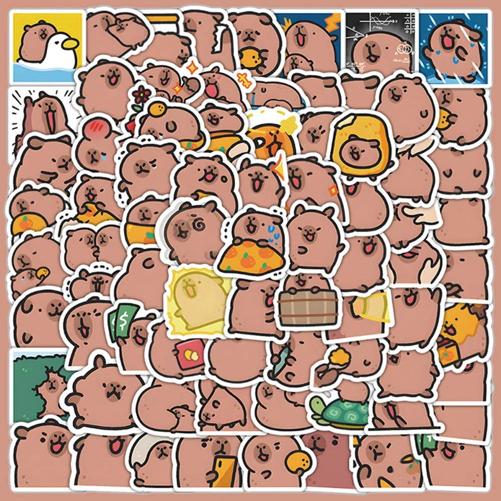 Großhandel 10/100 Stücke Nette Cartoon Capybara Graffiti Aufkleber Laptop Kühlschrank Flasche Wasserdichte Aufkleber Kawaii Tiere Aufkleber