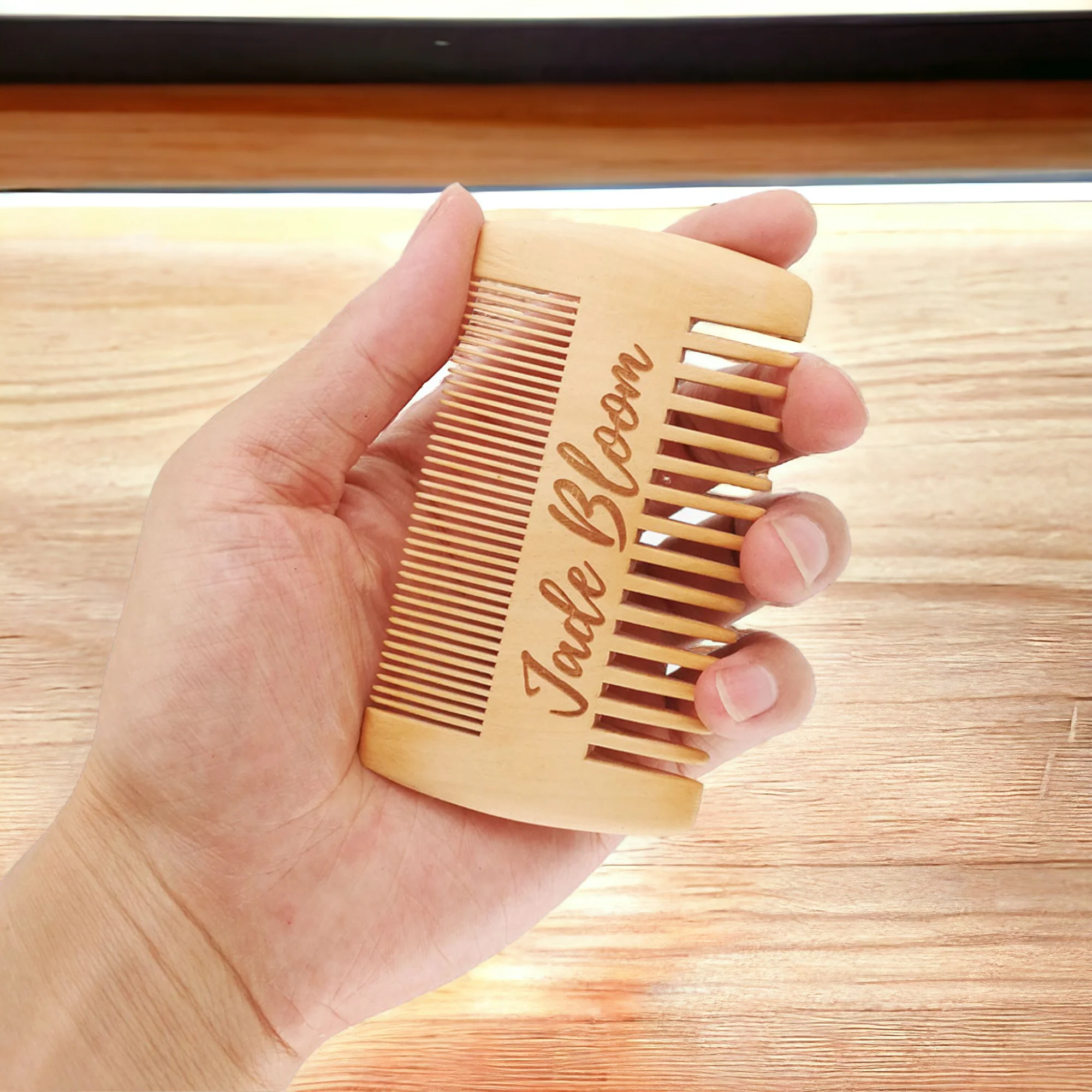 50 Pieces Custom Logo Beard Hair Comb Double Sides Fine & Wide Teeth Personalized Your Name Text Date Wood Mustache Combs