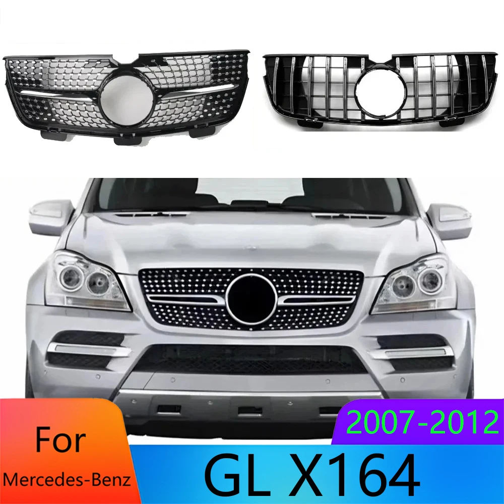 For Mercedes GL X164 2010-2012 GL350 GL450 Front Grille Glossy Black Sport Mesh Car Styling Replacement Parts Auto Accessories
