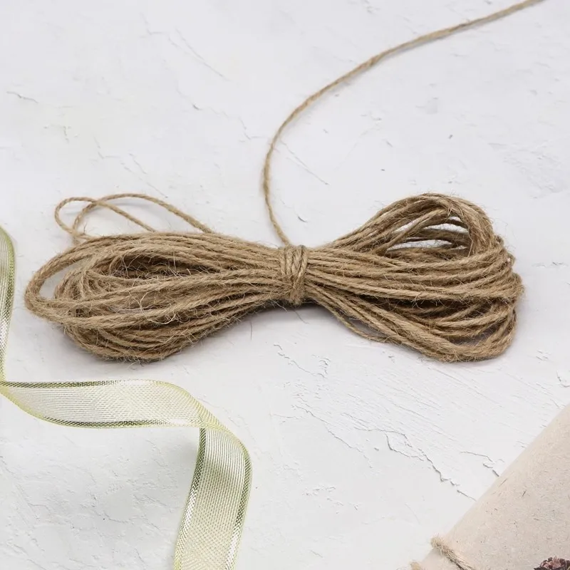

2 мм 10 м натуральный джутовый шпагат, веревка, ремесла, аксессуары для садовых растений, подарочная упаковка, художественная упаковка, рождественский свадебный декор