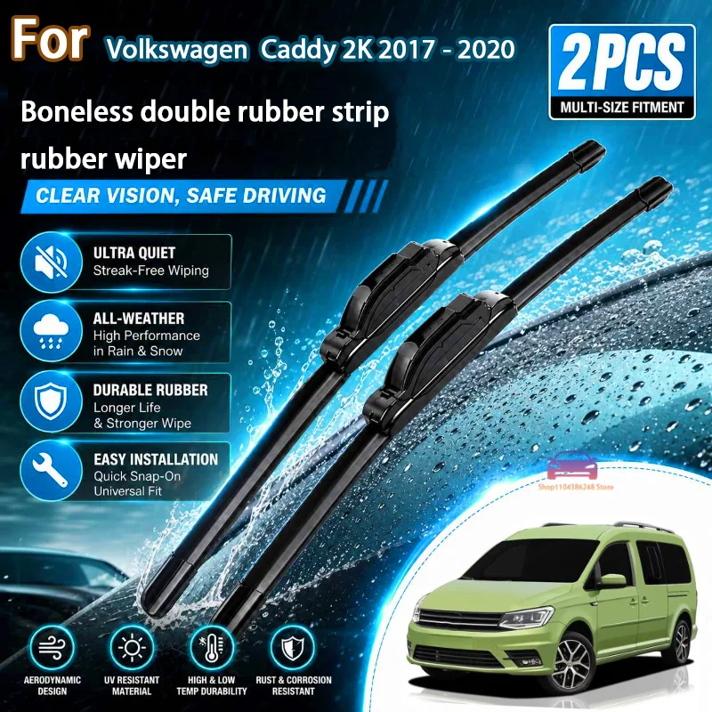 

Front Wiper Blades For Volkswagen VW Caddy 2K 2017 - 2020 Windshield Windscreen Window Rain Brushes 24"+19" Modification Parts