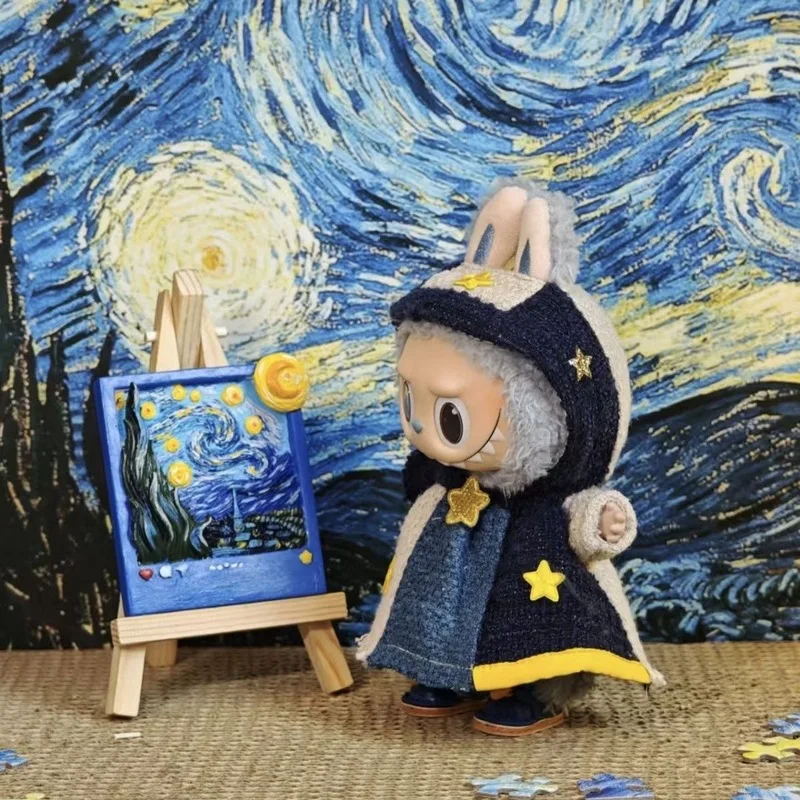 Alleen kleding Labubu kleding V1 V2 V3 sterrenlicht kunst schilderij ontwerp vervanging leuke mode jurk pop accessoires