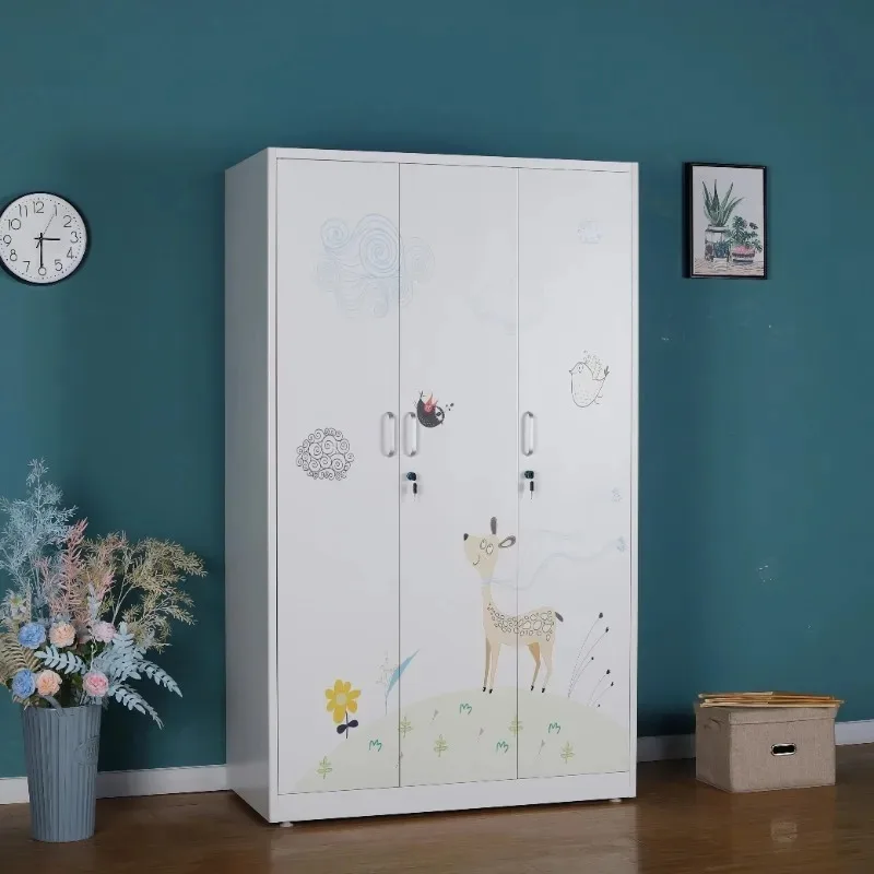 

Kids Metal Furniture Bedroom Steel Closet Cabinet Children Metal Pattern Cloth Baby Wardrobe Cabinet Storage Armario Infantil