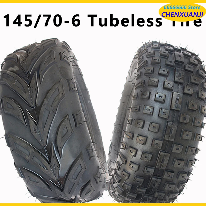 145/70-6 Tubeless Tire 6 Inch ATV Tyre for Four Wheel Vehicle 50cc 70cc 110cc Small ATV Front or Rear Wheels