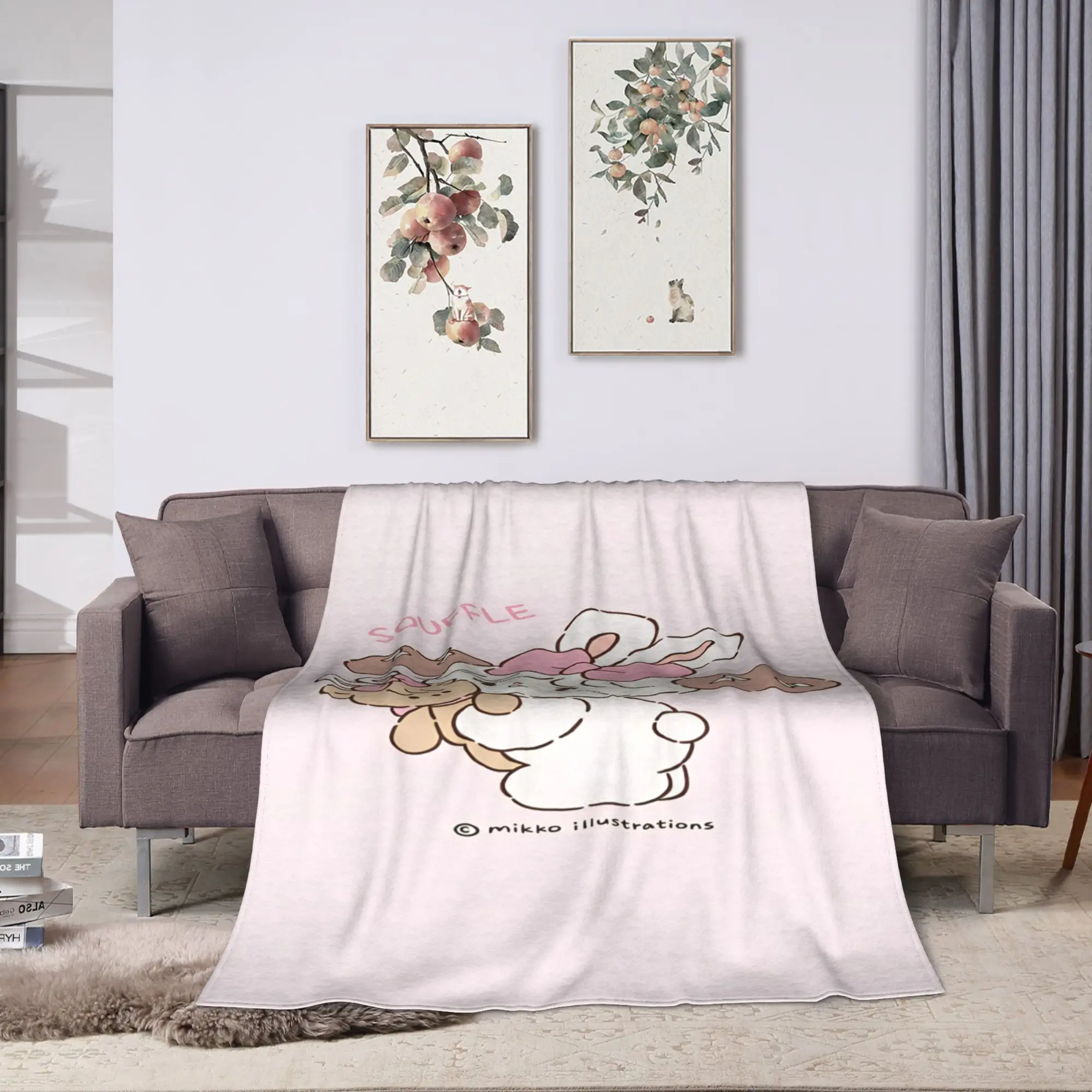 Mikkos Mousses Flannel Blanket  Soft Warm Throw Blanket for Home Decor Travel Office Funny Bedspread Sofa Bed Cover