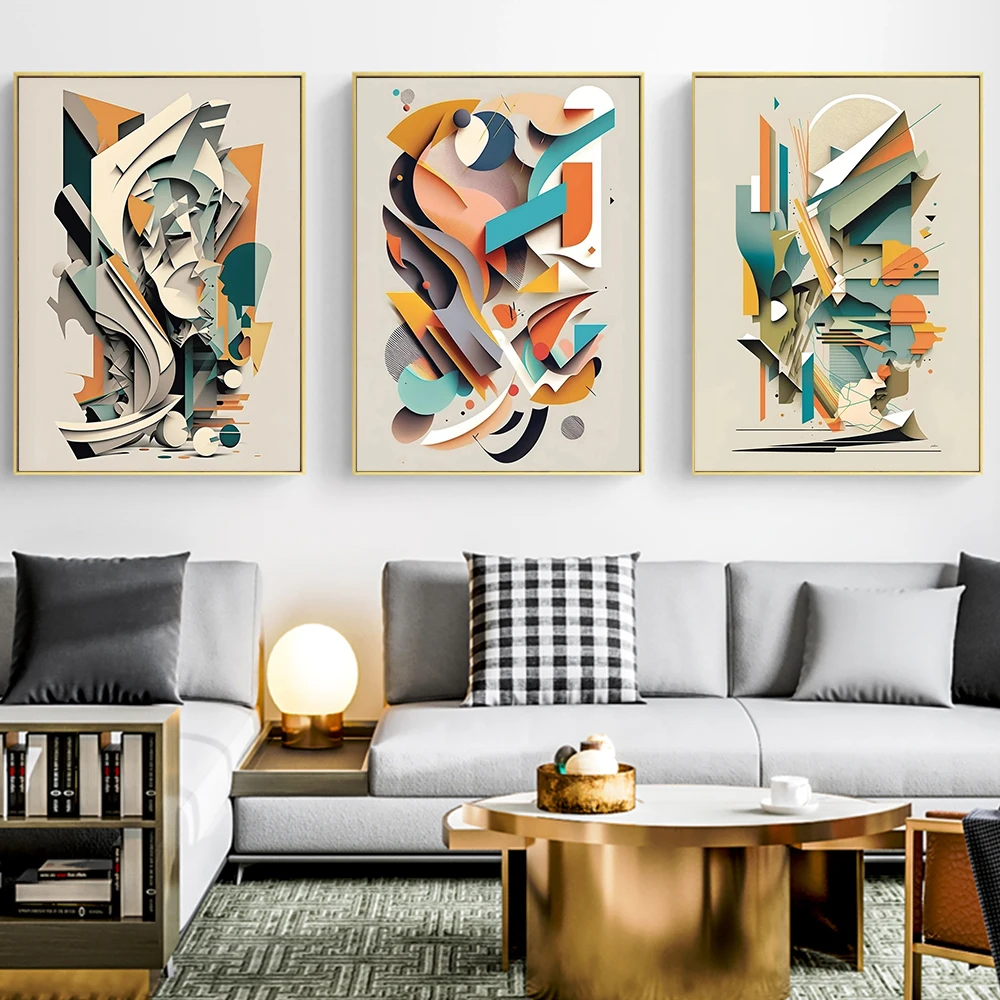 Abstract Geometric Collage Poster Prints For Gallery Living Room Home Decor Aesthetic Pictures Nordic Canvas Painting Wall Art