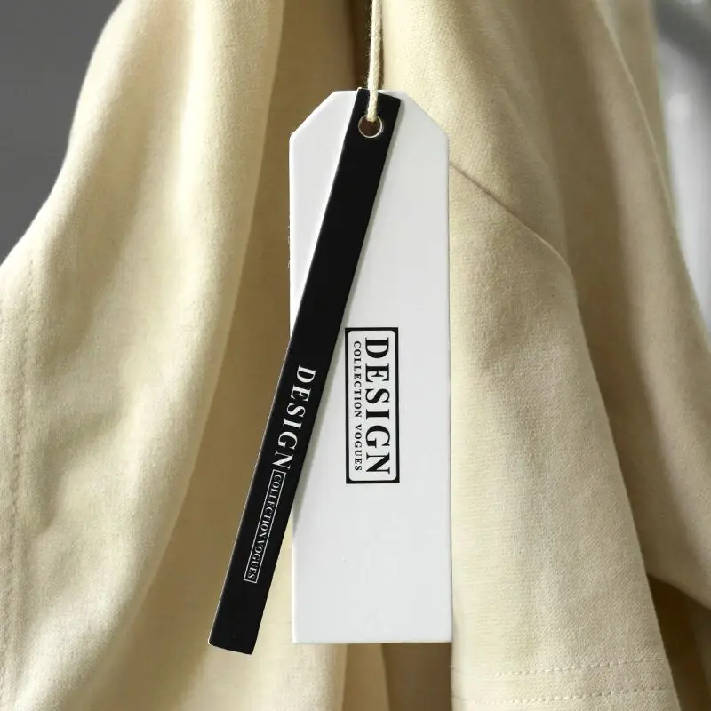 Universal Hanging Tag for Clothing Store, Customized Logo, Rectangle Printing Label with String, Women\'s Clothes, Price and Size
