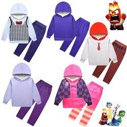 Hoodies Movie Inside Out 2 Kids Sadness Anger Autumn Hoodies Pants Mask Set Boys Girls Pullover Children Halloween Party Suits