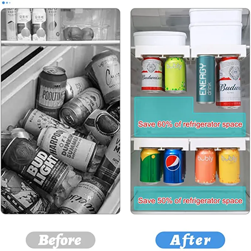 Can Dispenser Beer Soda Storage Rack Refrigerator Slide Under Shelf For Soda Can Beverage Organizer Container Fridge Storage