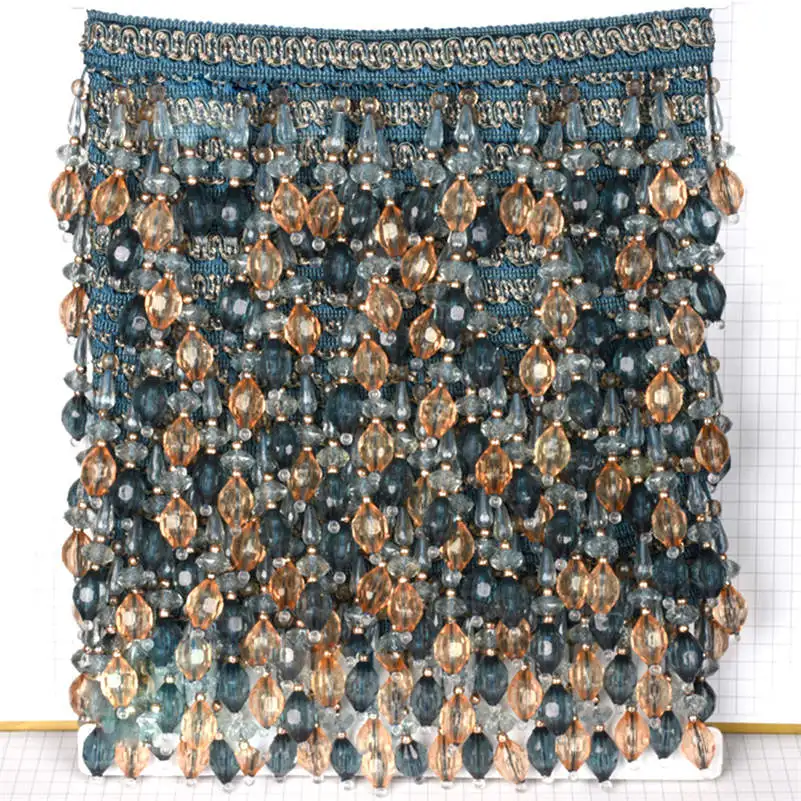3 Meter Crystal Beaded Pendants Curtain Edge Sewing Fringe Tassel Trimming Upholstery Wedding Decor