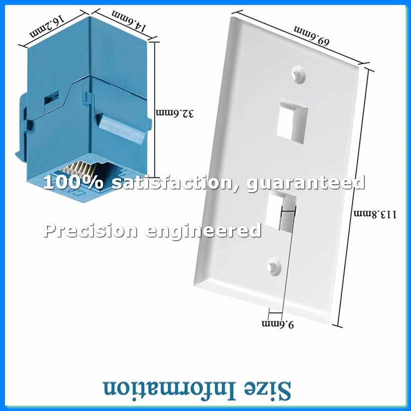 4 Pieces 2 Port Ethernet Wall Plate, RJ45 Cat6 Female to Female Jack Inline Coupler Face Plates-A73M