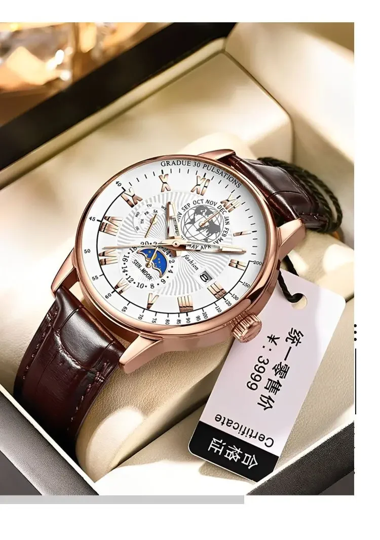 2026 Men Watch Fashion Top Luxury Sport Men's Wristwatch Waterproof Luminous Leather Date Quartz Watches Man Clock view 5