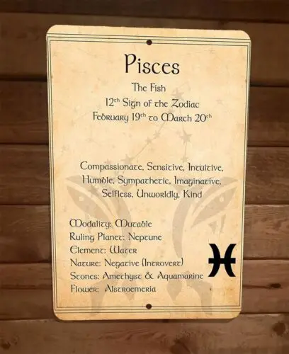 

Pisces 12-й Знак зодиака духовная Астрология 8x12 металлический настенный знак плакат