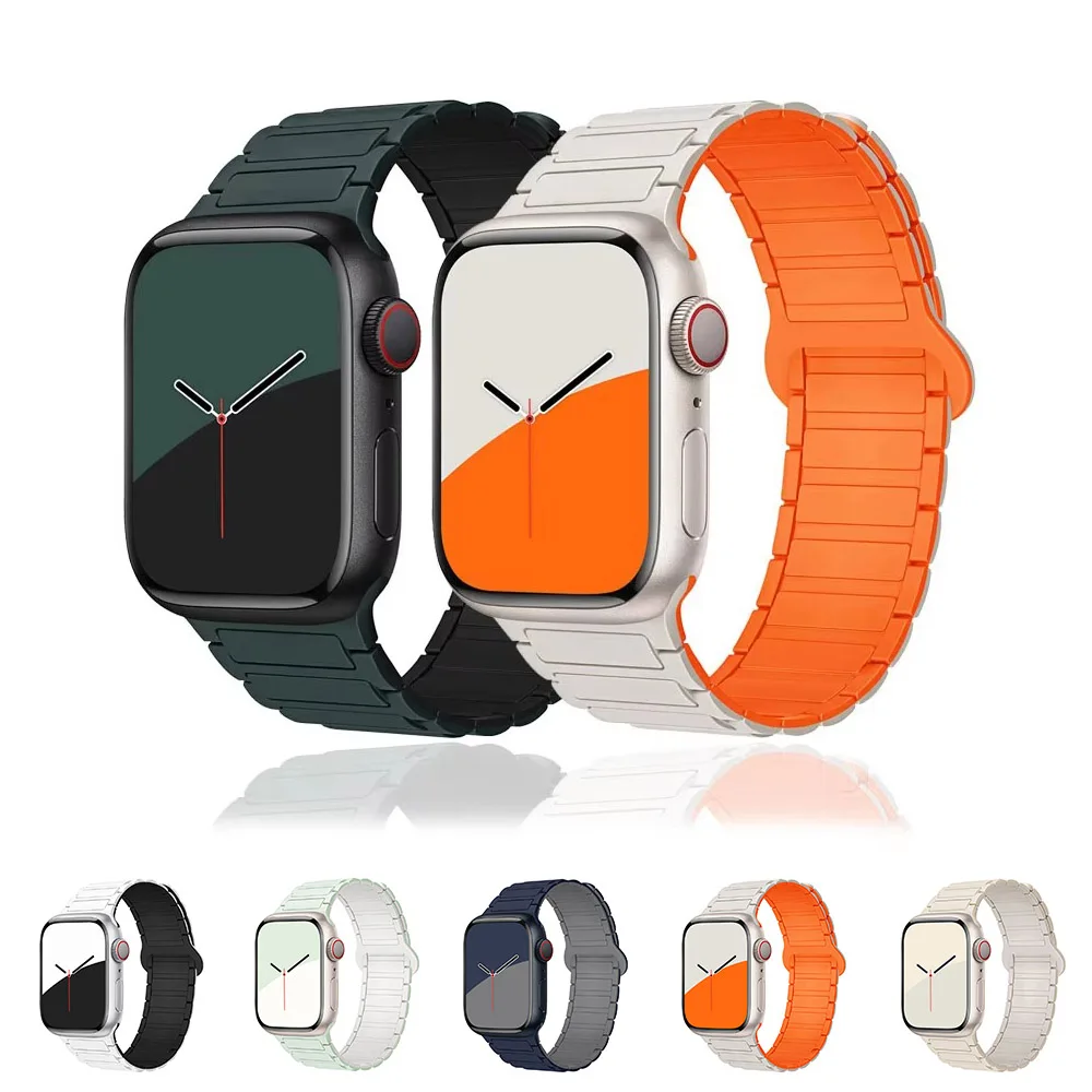 Magnetisches Sportarmband für Apple Watch Armband 49 mm 46 45 44 42 38 40 41 mm Silikonarmband für iWatch 11 10 9 8 7 6 5 4 SE Ultra 3