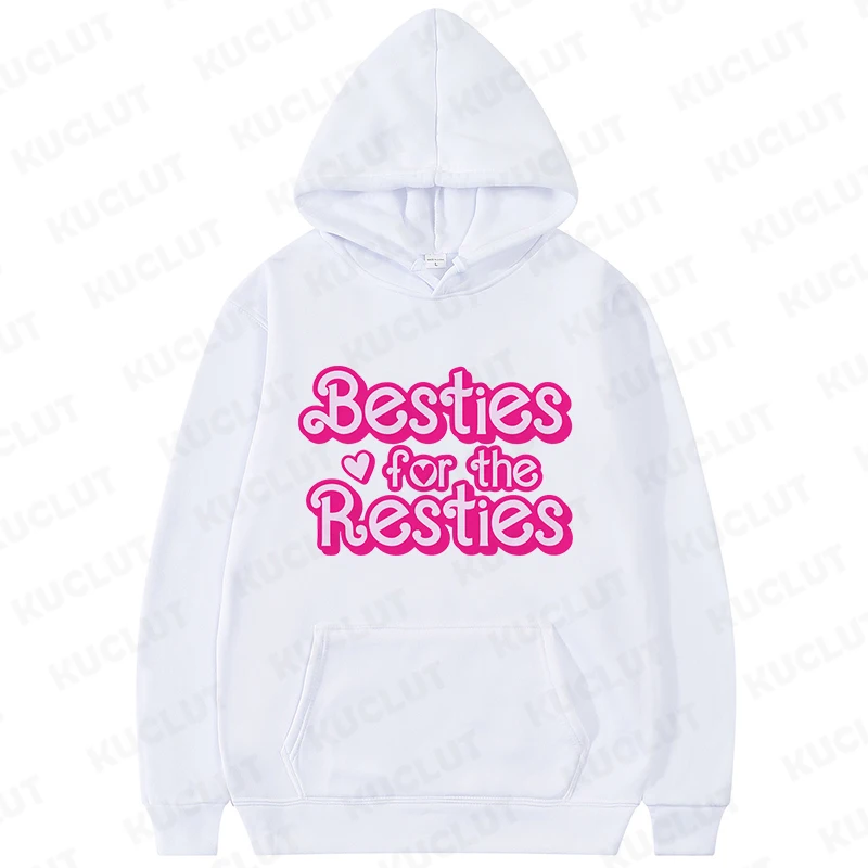 Trend Women Hoodie Besties for The Resties Print Women Pullover Hooded Sweat Shirts Long Sleeve Best Friends Fleece Sweatshirt