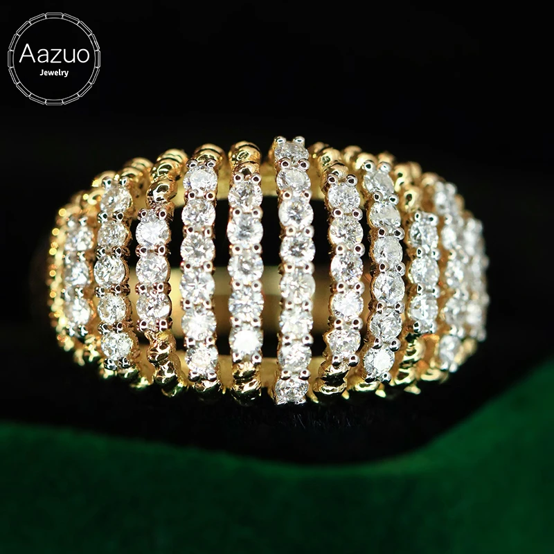 

Aazuo Real Luxury Jewelry Fashion Lines Rings 18K Solid White Gold Real Diamonds Luxur Gift For Woman Advanced Banquet AU750