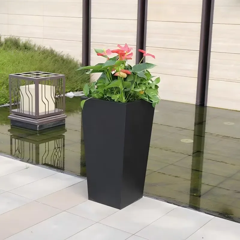 Custom Outdoor Metal Flower Pots Aluminum Galvanized Steel Stainless Steel Planters Garden Decor Box for Patio Yard Landscape