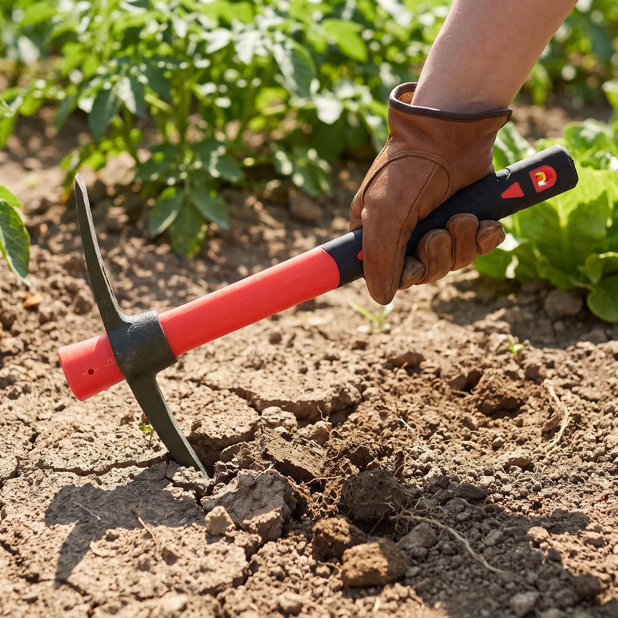 15 Inch Forged Heavy Duty Garden Mattock Hoe Pick Hand Tool Rubber Grip Efficient Weeding Soil Loosening Tool Garden Weeding Hoe