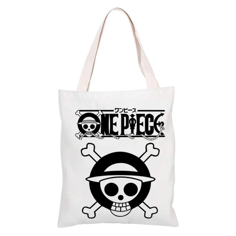 

One Piece Luffy Canvas Tote Bag for Women Men Cute Shopping Grocery Reusable Shoulder Bag School Handbags Girl Christmas Gift